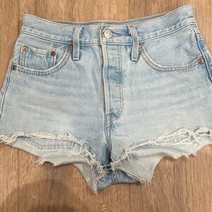 Levi's Light Wash Distressed Jean Shorts